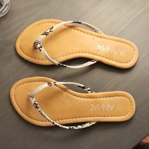 Snake print flip flops